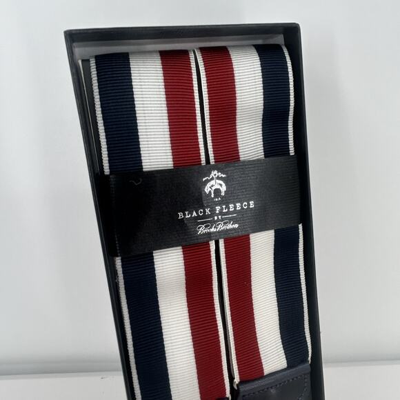 Brooks Brothers Black Fleece Suspenders Blue White Red Silver Adjusters NEW